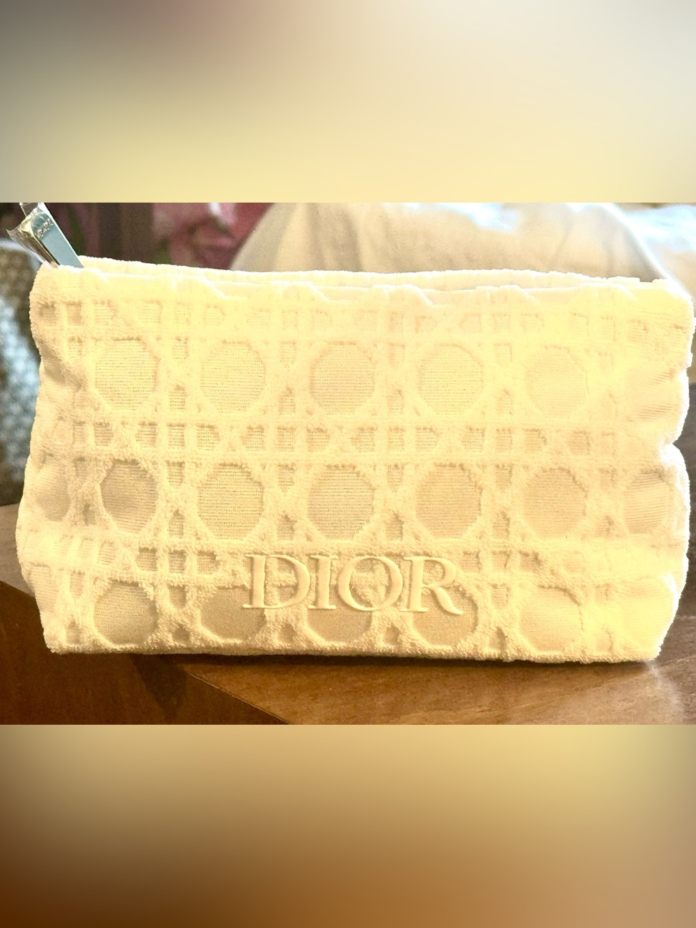 Dior Pristine White Logo Geometric Beautiful trousseau pouch